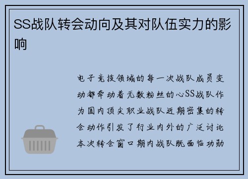 SS战队转会动向及其对队伍实力的影响